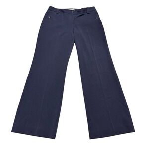 Liz Claiborne Sloane Navy Blue Wide Leg Dress Pants Womens 12 Stretch Trousers